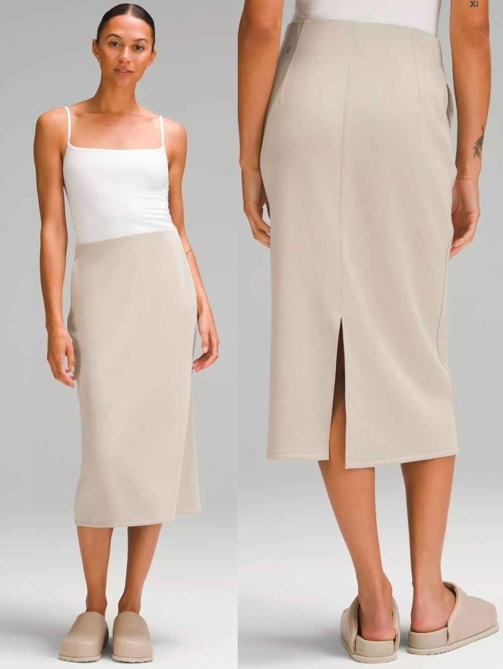 New Lululemon Tan Softstreme High-Rise Midi Skirt